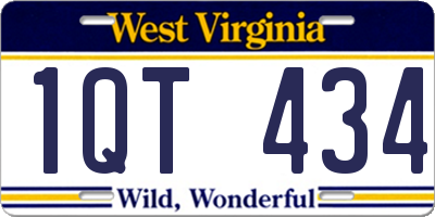 WV license plate 1QT434