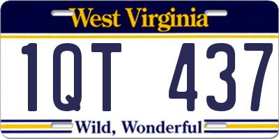 WV license plate 1QT437