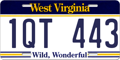 WV license plate 1QT443