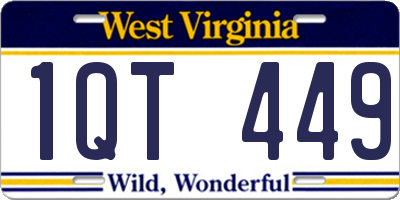 WV license plate 1QT449