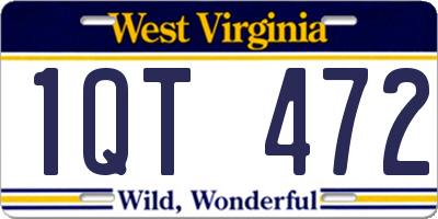 WV license plate 1QT472
