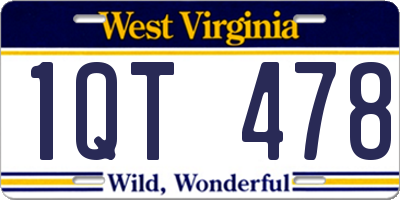 WV license plate 1QT478