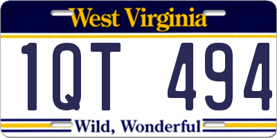 WV license plate 1QT494