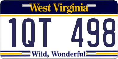 WV license plate 1QT498