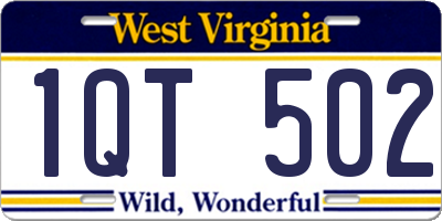 WV license plate 1QT502