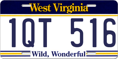 WV license plate 1QT516