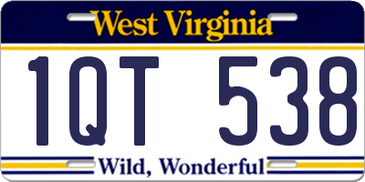 WV license plate 1QT538