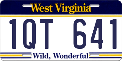 WV license plate 1QT641