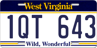 WV license plate 1QT643