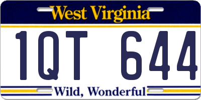 WV license plate 1QT644