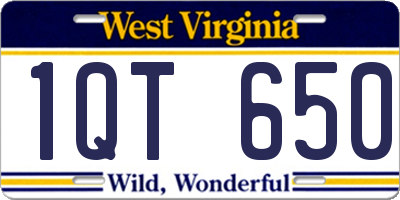 WV license plate 1QT650