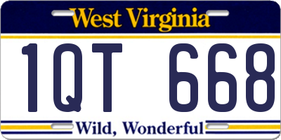WV license plate 1QT668