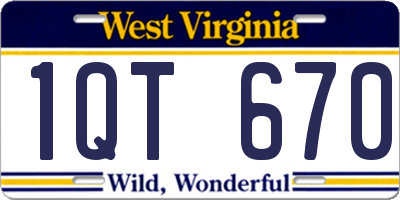 WV license plate 1QT670