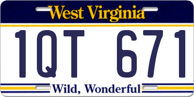 WV license plate 1QT671