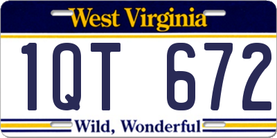 WV license plate 1QT672