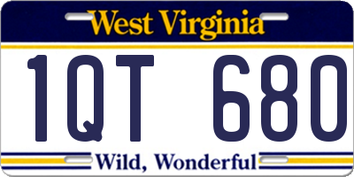 WV license plate 1QT680