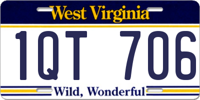 WV license plate 1QT706