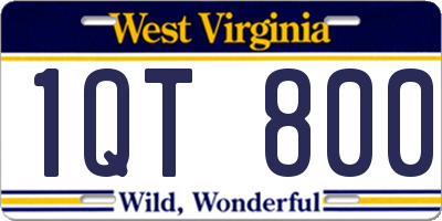 WV license plate 1QT800
