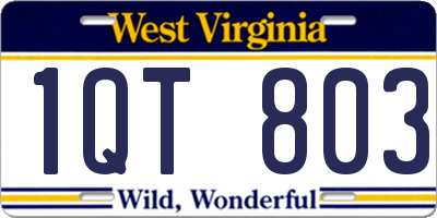WV license plate 1QT803