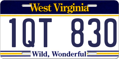 WV license plate 1QT830