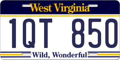 WV license plate 1QT850