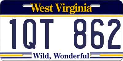 WV license plate 1QT862
