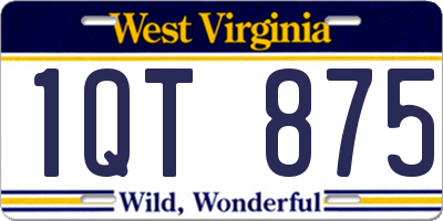 WV license plate 1QT875
