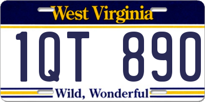 WV license plate 1QT890