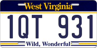 WV license plate 1QT931