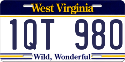 WV license plate 1QT980