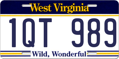 WV license plate 1QT989