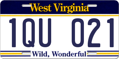 WV license plate 1QU021