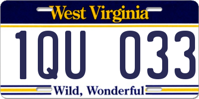 WV license plate 1QU033