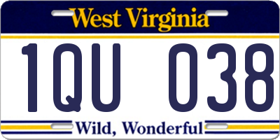 WV license plate 1QU038