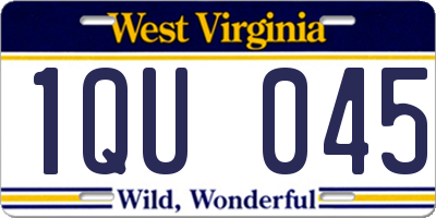 WV license plate 1QU045