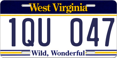 WV license plate 1QU047