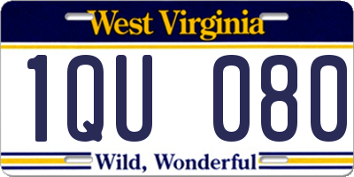 WV license plate 1QU080