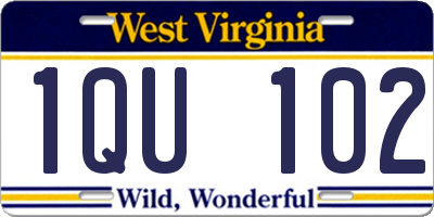 WV license plate 1QU102