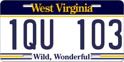 WV license plate 1QU103