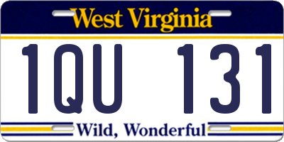 WV license plate 1QU131