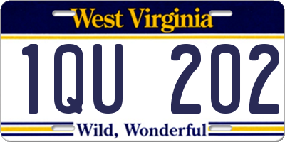 WV license plate 1QU202