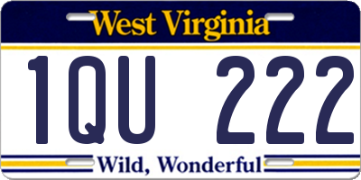 WV license plate 1QU222