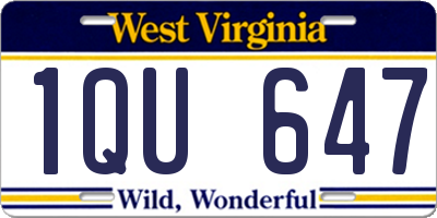 WV license plate 1QU647