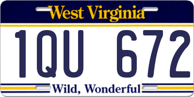 WV license plate 1QU672