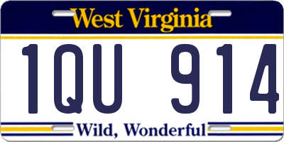 WV license plate 1QU914