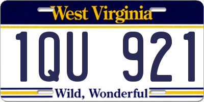 WV license plate 1QU921