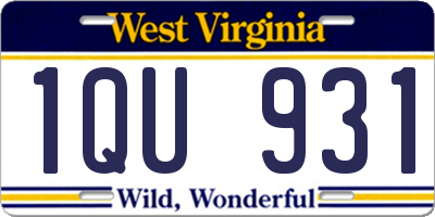WV license plate 1QU931