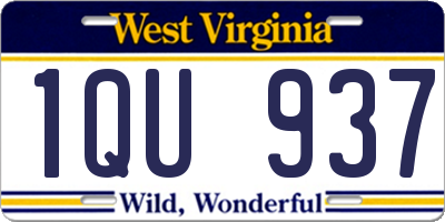 WV license plate 1QU937