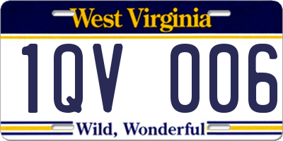 WV license plate 1QV006