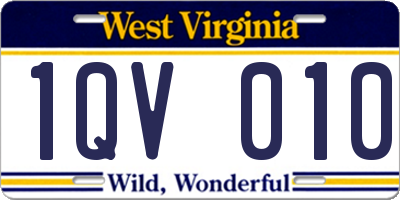 WV license plate 1QV010